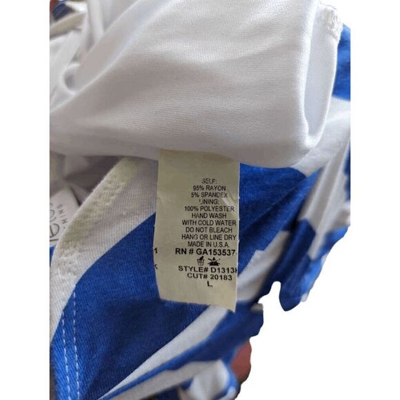 Coveted Sz:L Blue & White Casual Chevron Spaghetti Straps Summer Dress - Picture 4 of 4